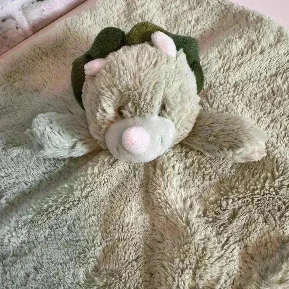 Kellytoy Luxe Green Dinosaur Triceratops Plush Lovey Security Blanket Rattle 13" - Picture 1 of 5